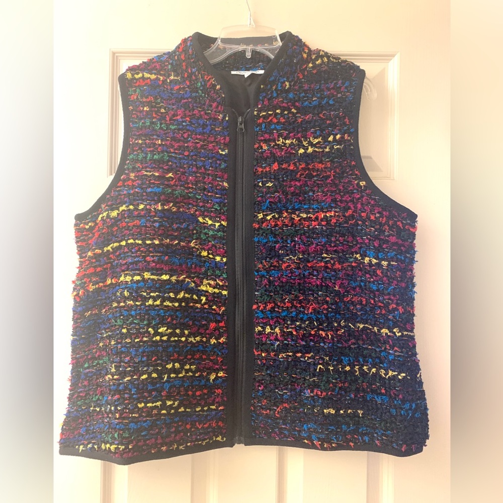 Vintage Serengeti Colorful Boucle Zip Front Vest